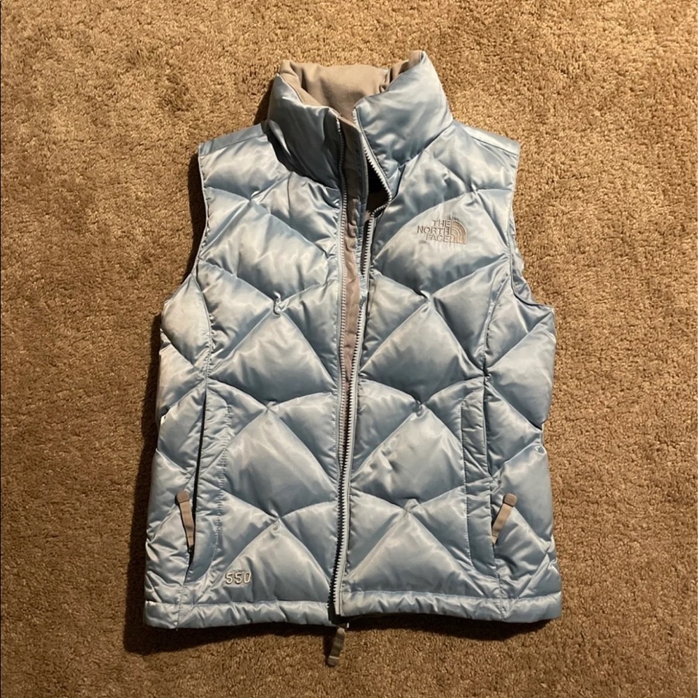 North Face blue puffer vest